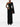 Robe longue noire asymétrique à une épaule de Solace London